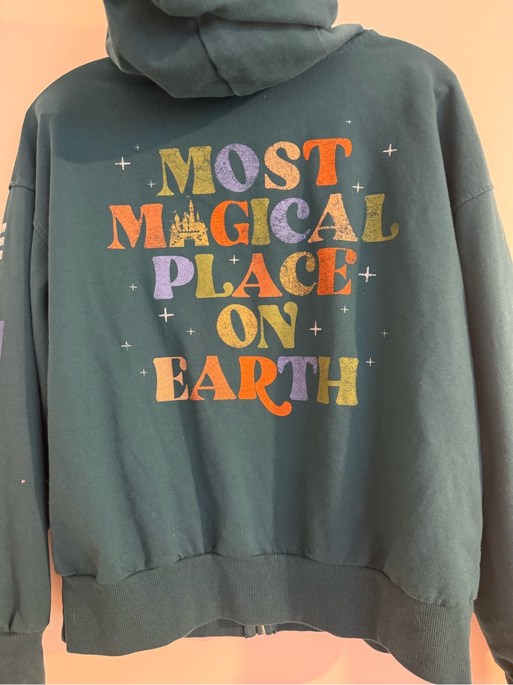 Disney Parks Most Magical Place on Earth Zip Up Hoodie Green Size M